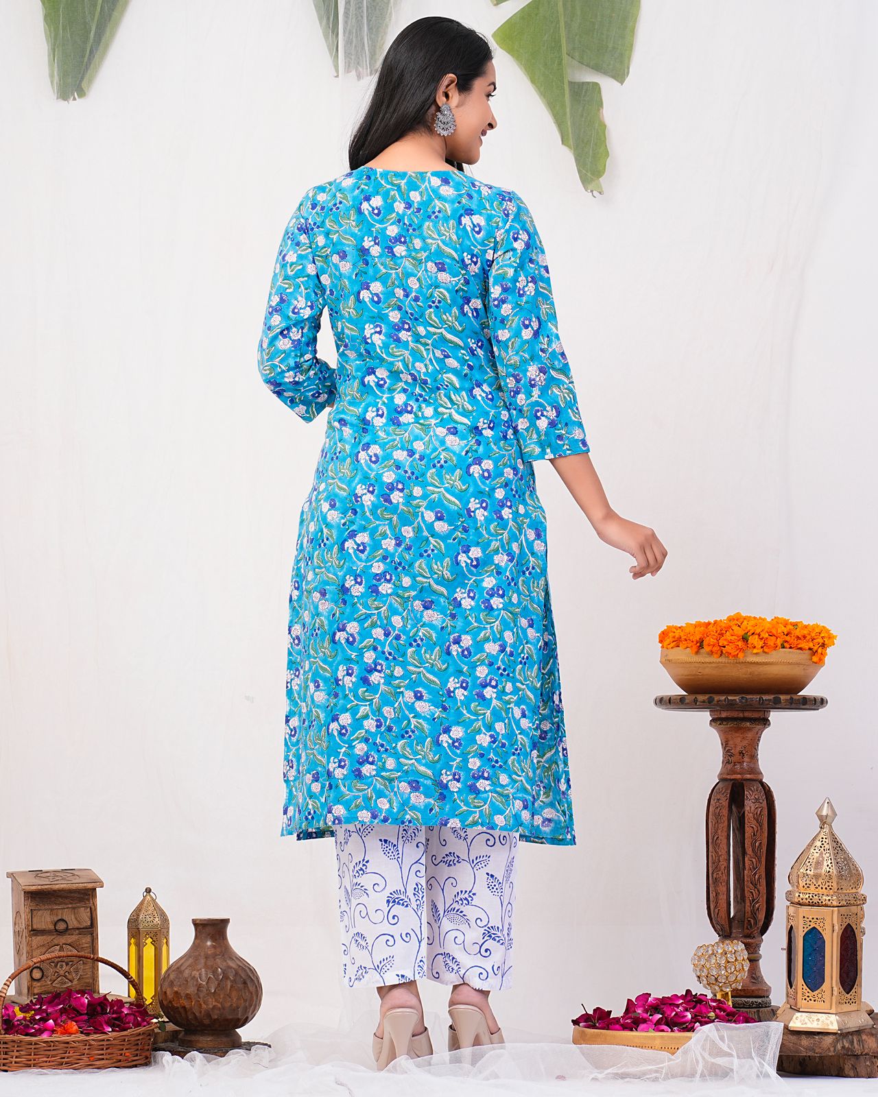 hand block printed kurta set with dupatta