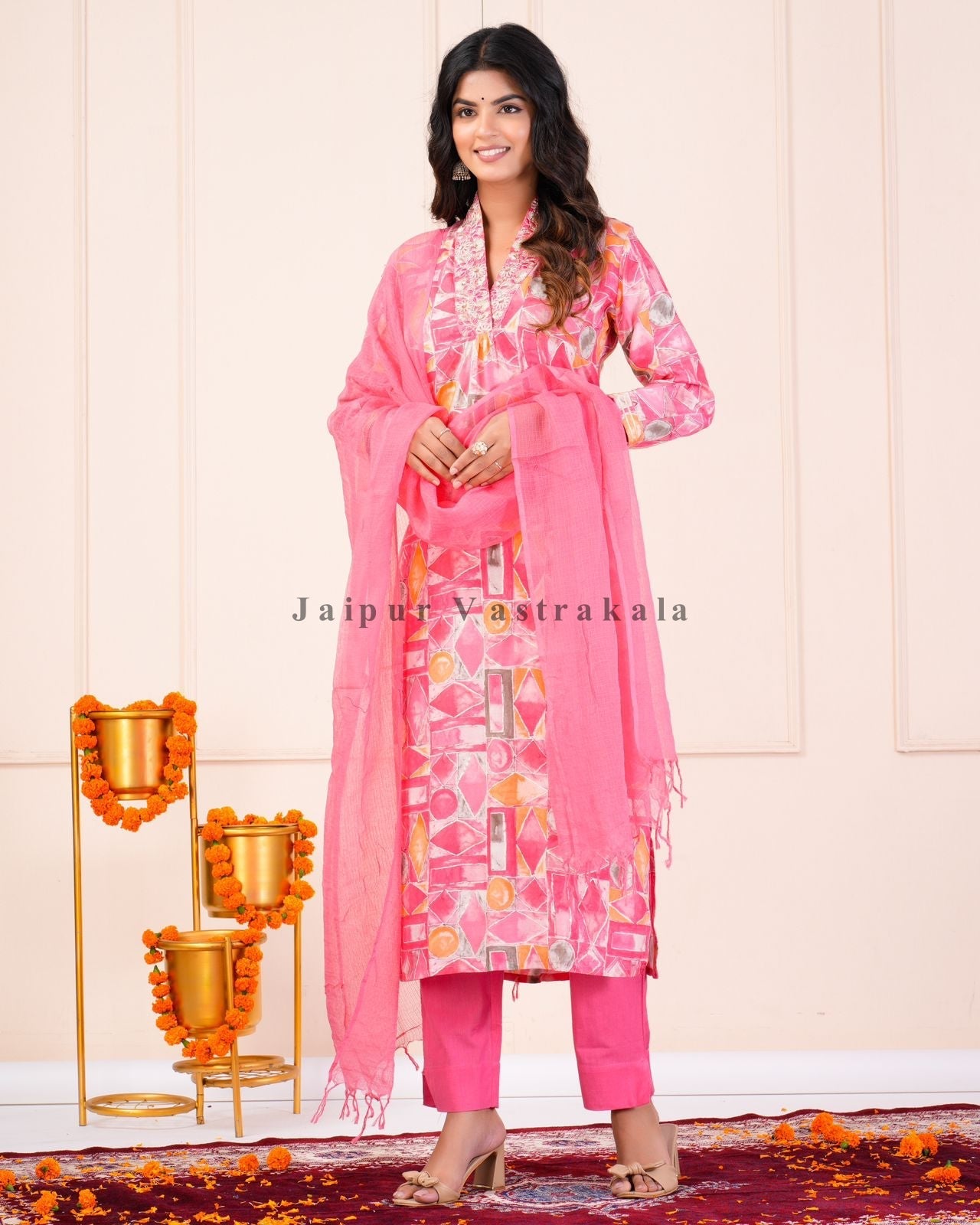 hand block printed kurta set with dupatta