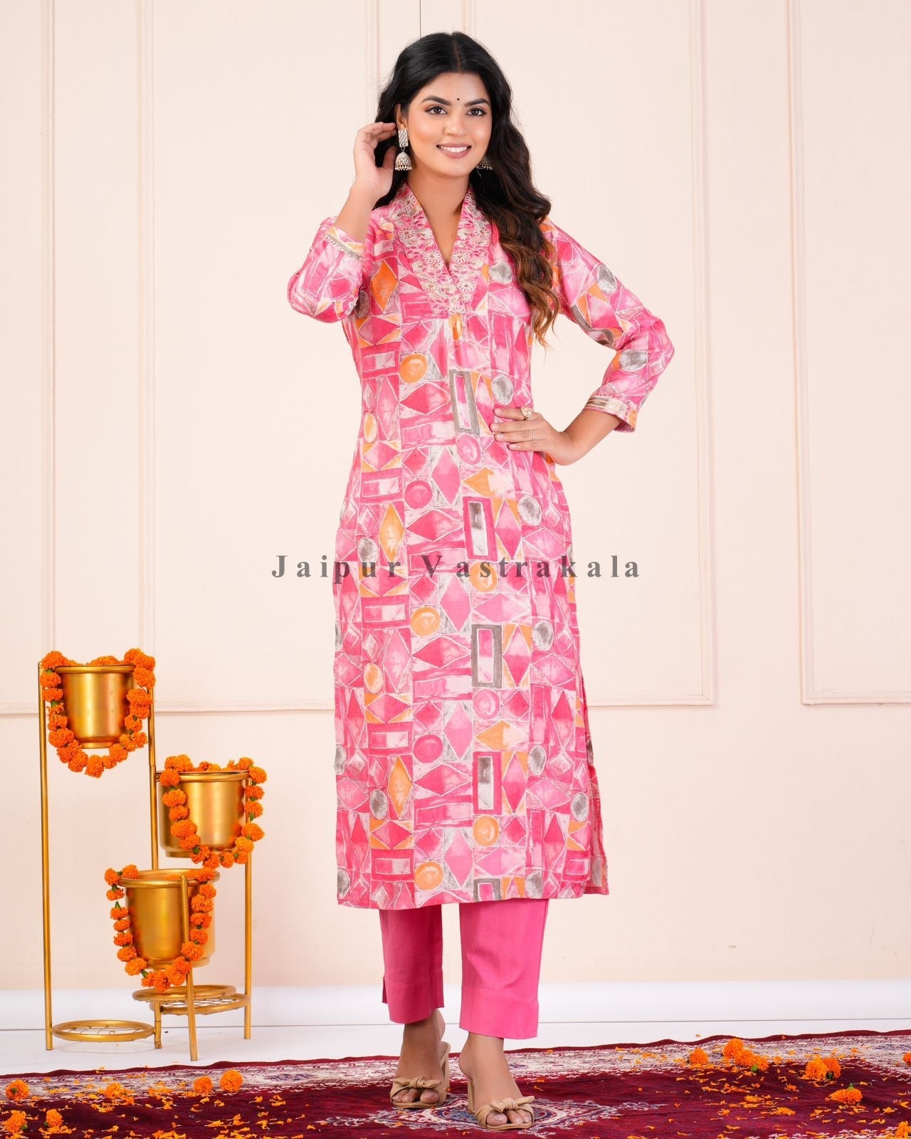 hand block printed kurta set with dupatta