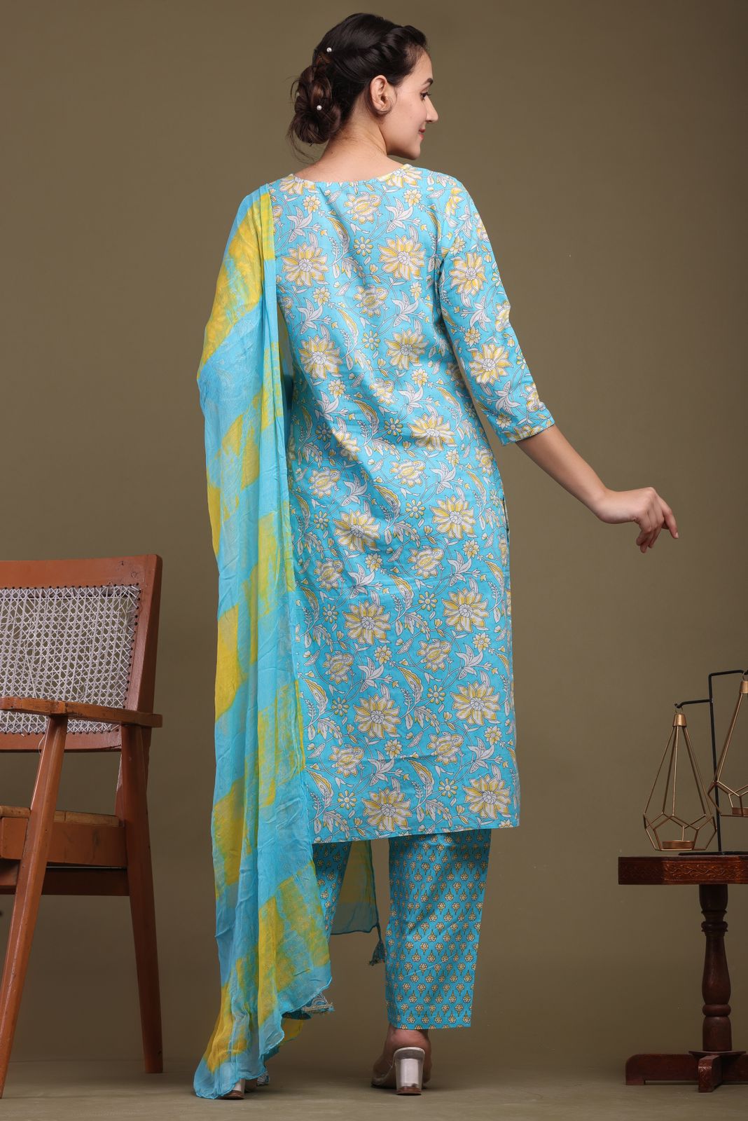 hand block printed kurta set with dupatta