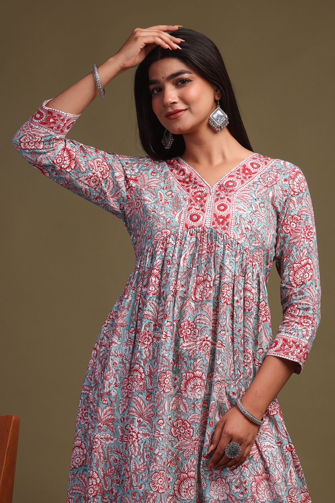 hand block printed kurta set with dupatta
