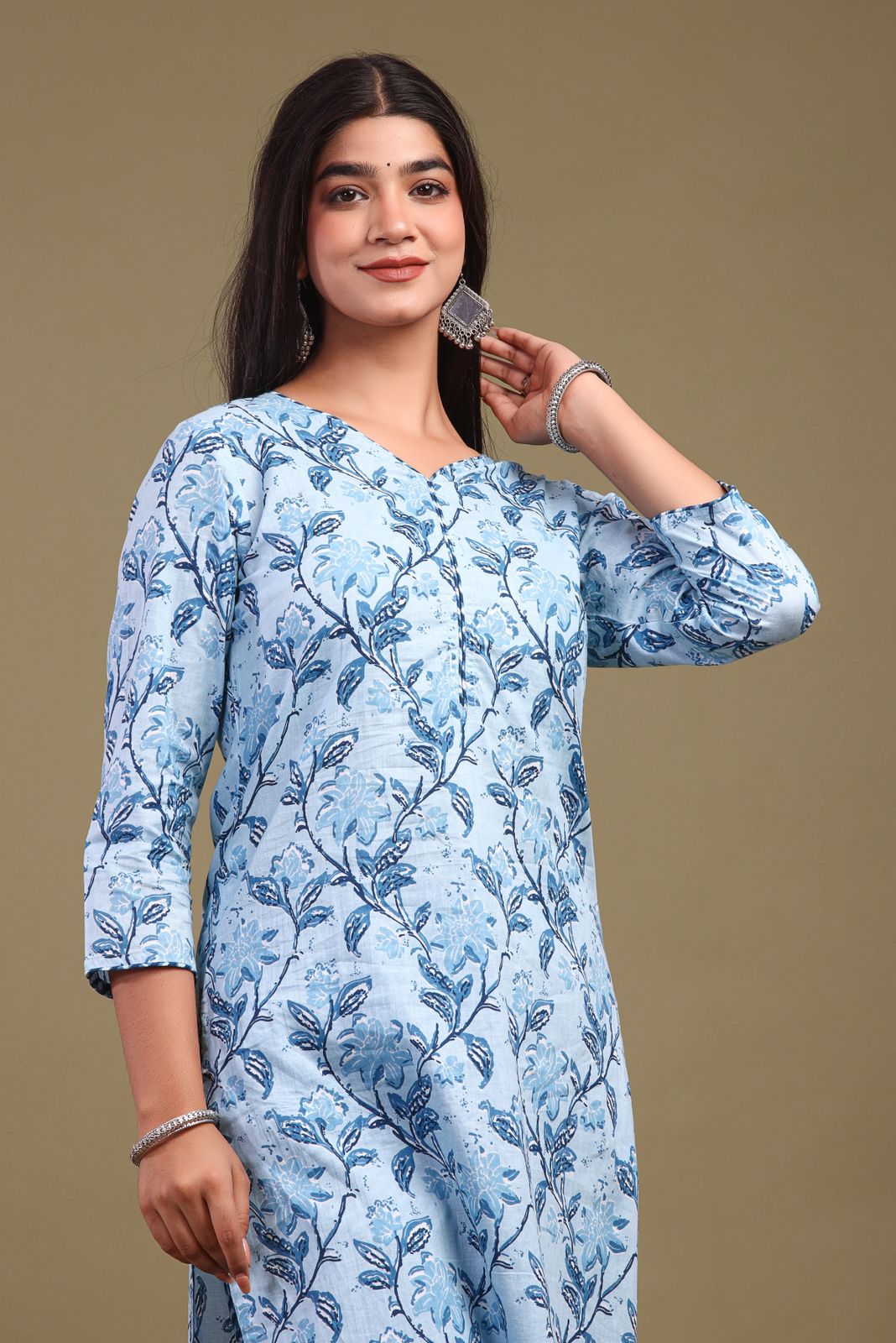 hand block printed kurta set with dupatta