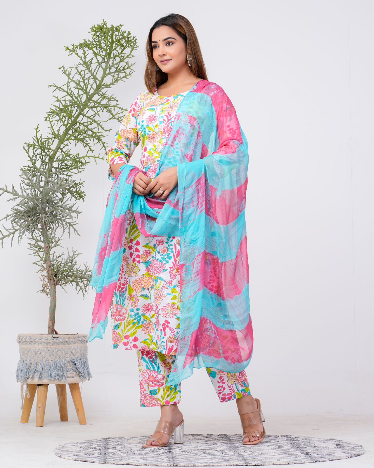 hand block printed kurta set with dupatta