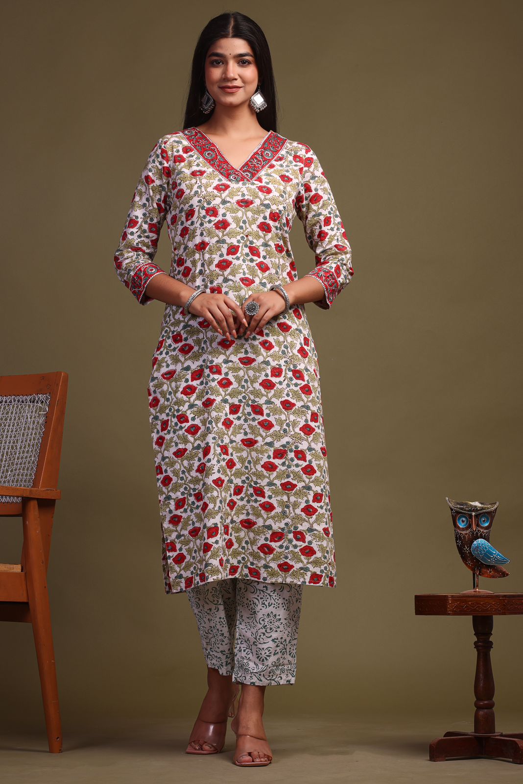 hand block printed kurta set with dupatta