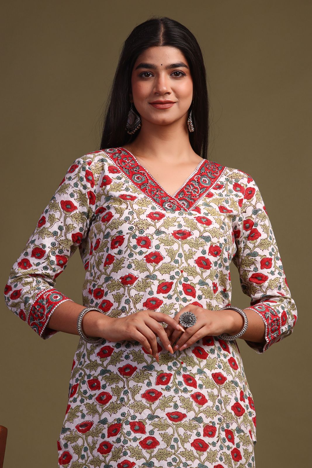 hand block printed kurta set with dupatta