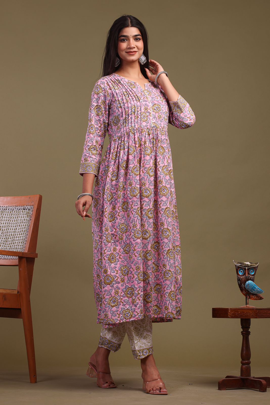hand block printed kurta set with dupatta