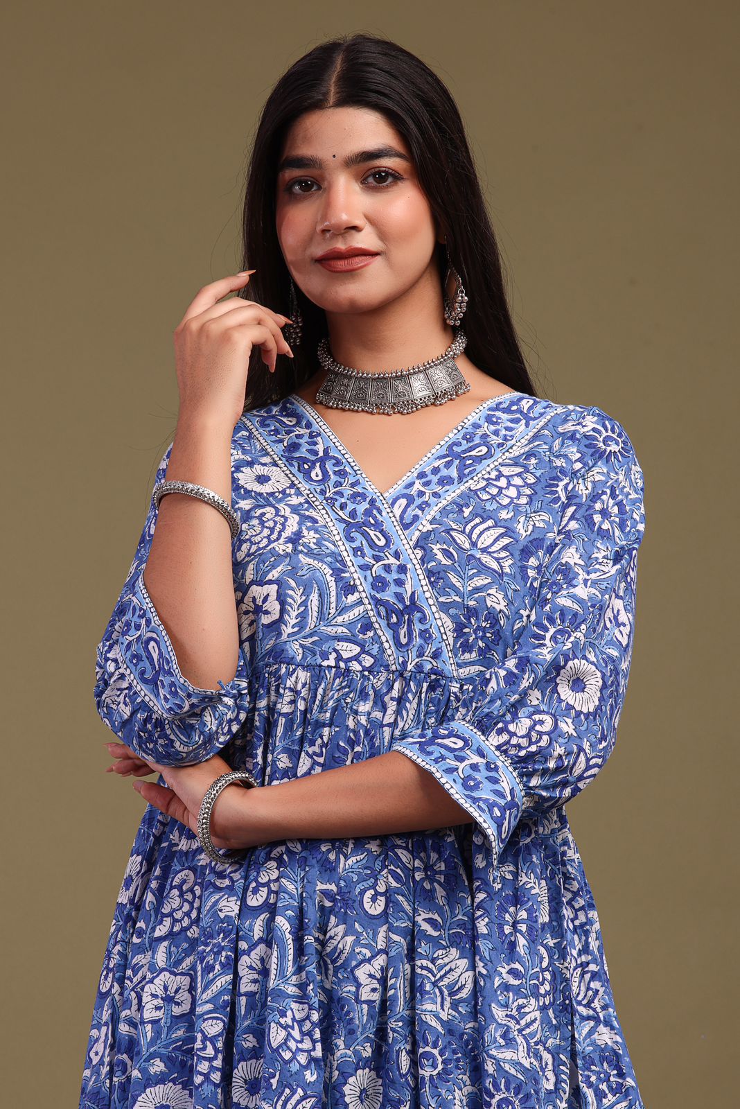hand block printed kurta set with dupatta
