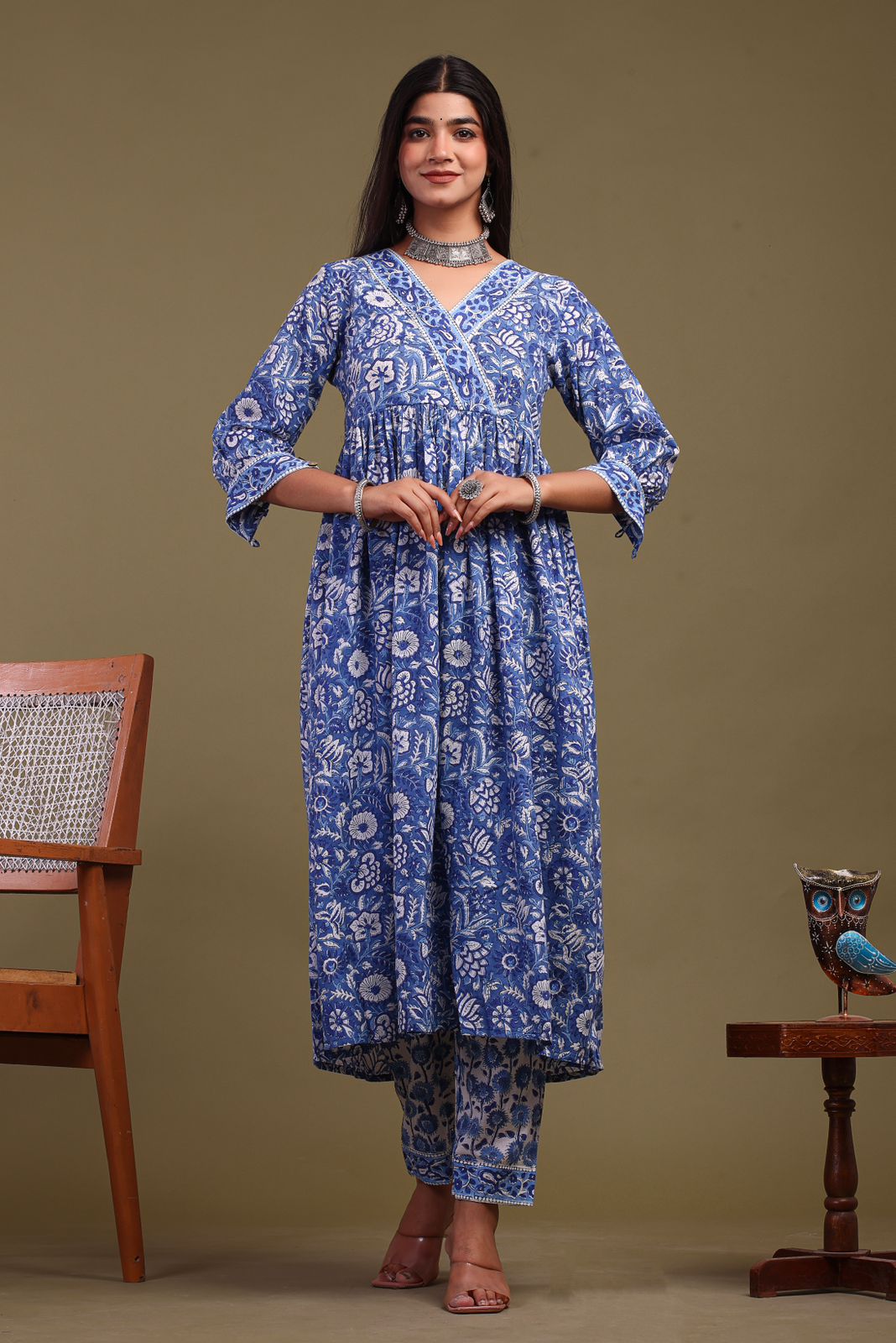 hand block printed kurta set with dupatta