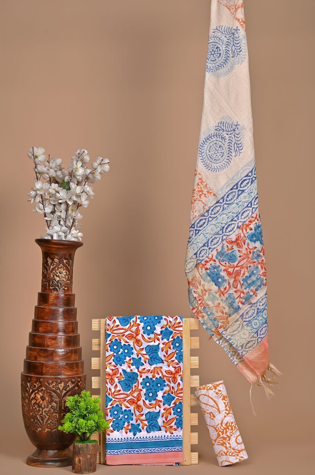 hand block printed chanderi dupatta suit
