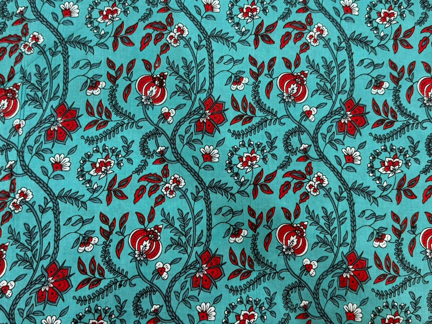 Aqua Flora Cotton Fabric