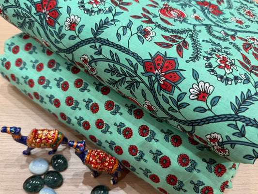 Cotton Printed Two Pc Fabric Set