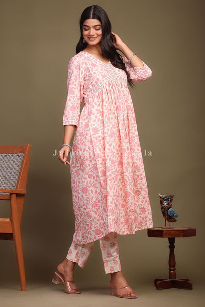 cotton printed kurti pant set