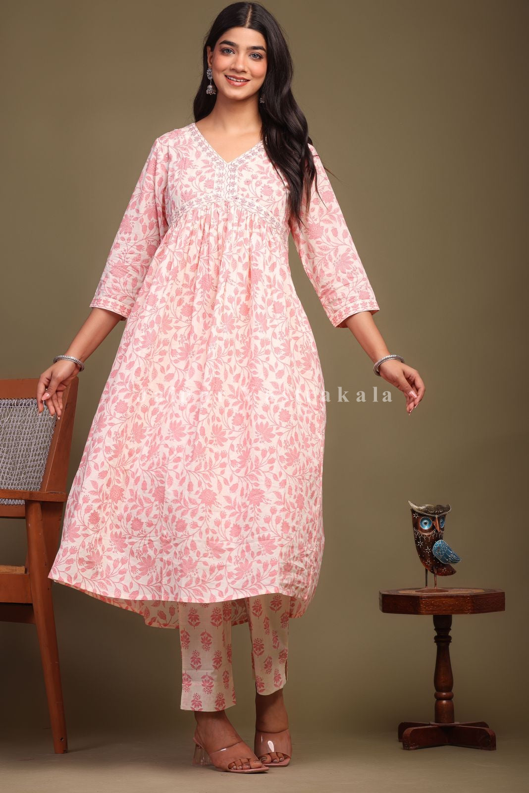 cotton printed kurti pant set