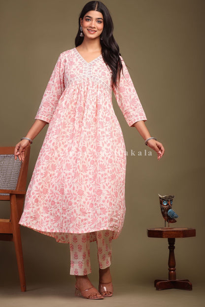 cotton printed kurti pant set