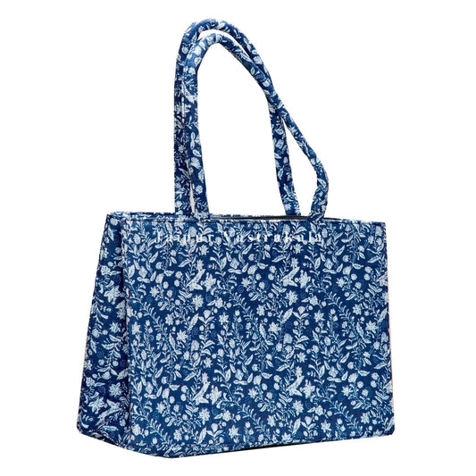 Blue Blooming Quilted Laptop Bag