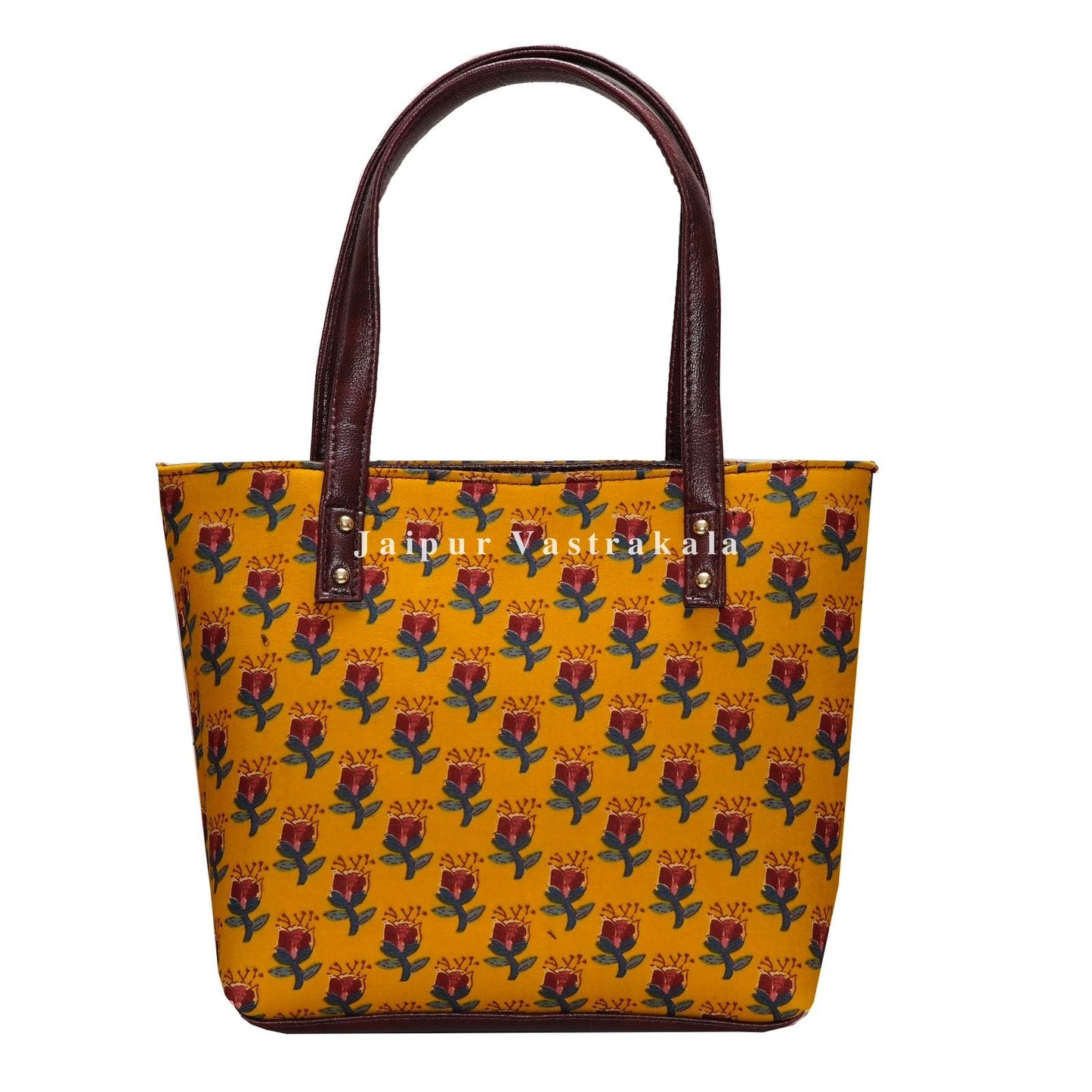 Mustard Booti Print Hand Bag