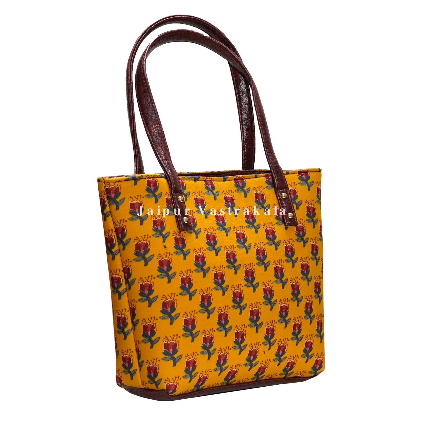 Mustard Booti Print Hand Bag