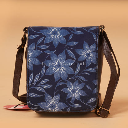 Blue Blossom Hardbox Flap Sling Bag