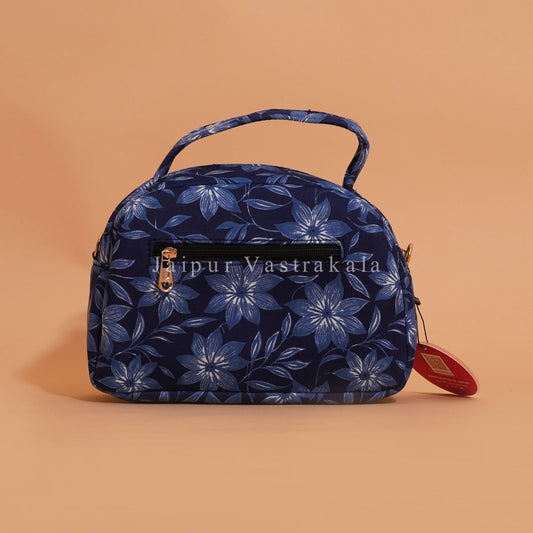 Blue Blossom Cotton Belt Sling Bag