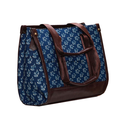 Indigo Booti Leather Finish Laptop Bag