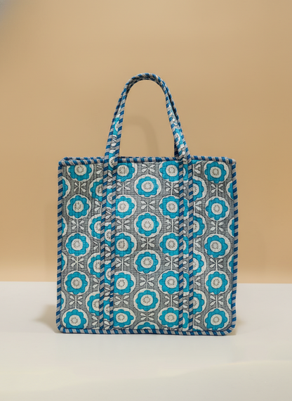Gray Azure Quilted Tote Bag (Set of 4pcs)