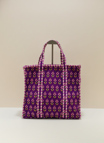 Purple Booti Quilted Tote Bag (Set of 4pcs)