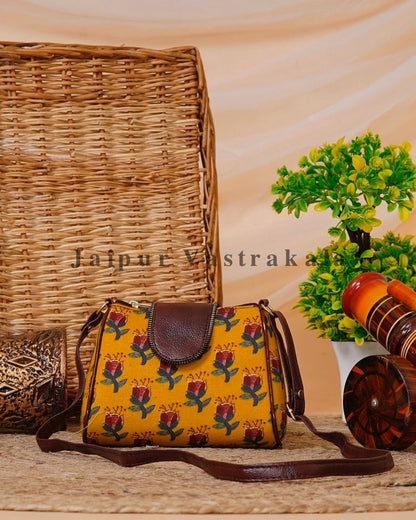 Mustard Booti Small Sling Bag