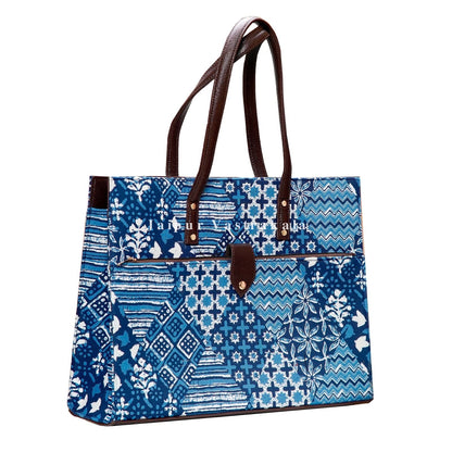 Indigo Patterns Large Hand Bag