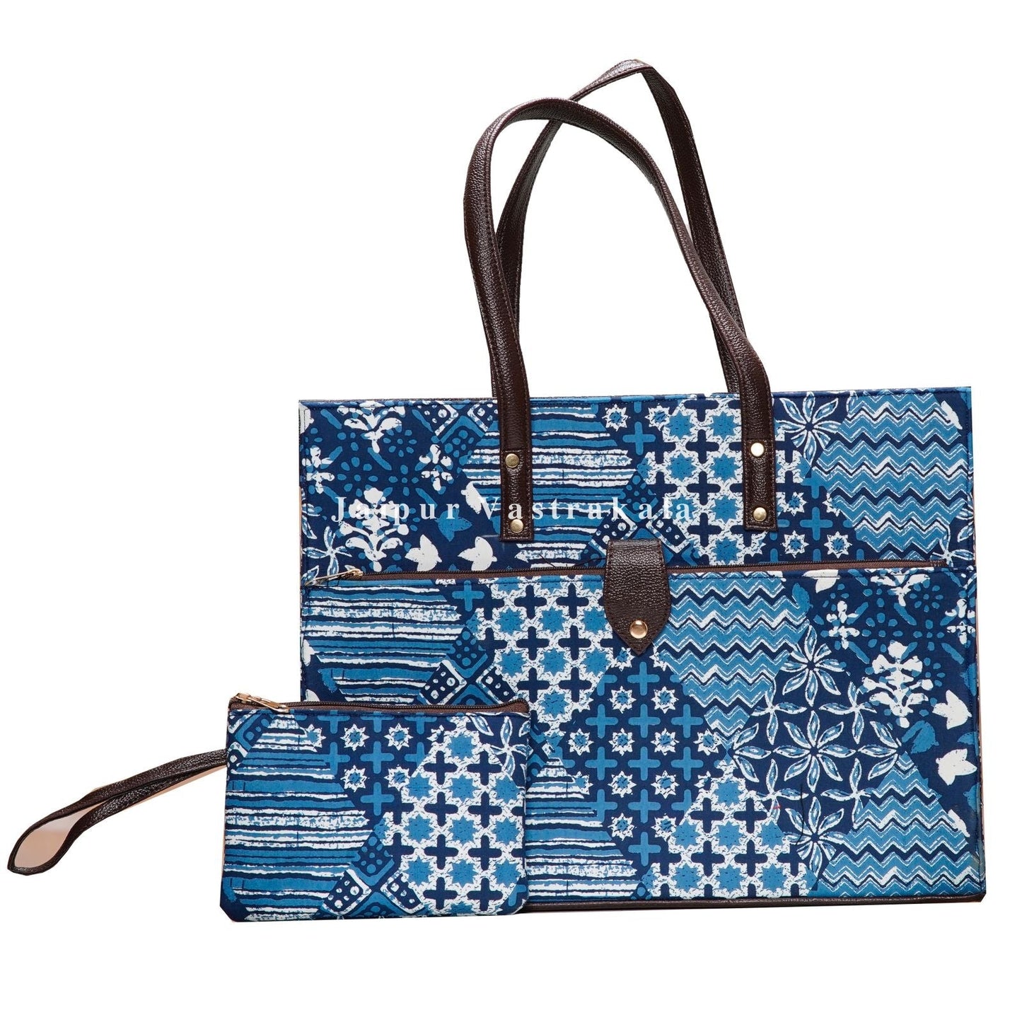 Indigo Patterns Large Hand Bag