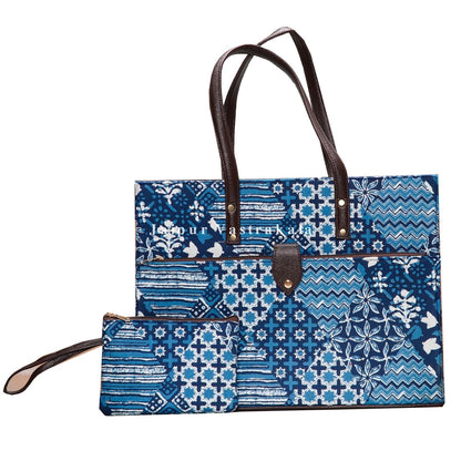 Indigo Patterns Large Hand Bag