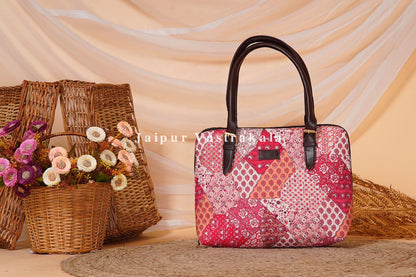 Pink Patch Work Hand Bag