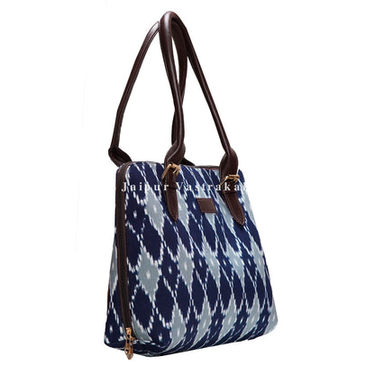 Indigo Mosaic Jute Hand Bag