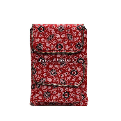 Red Ajrakh Multi Pocket Sling Bag