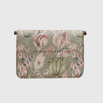 Pista Green Floral Lock Sling Bag