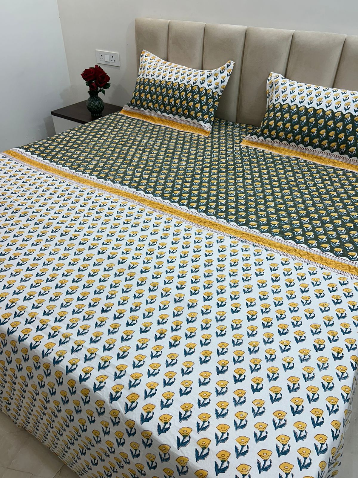 hand block printed bedsheet