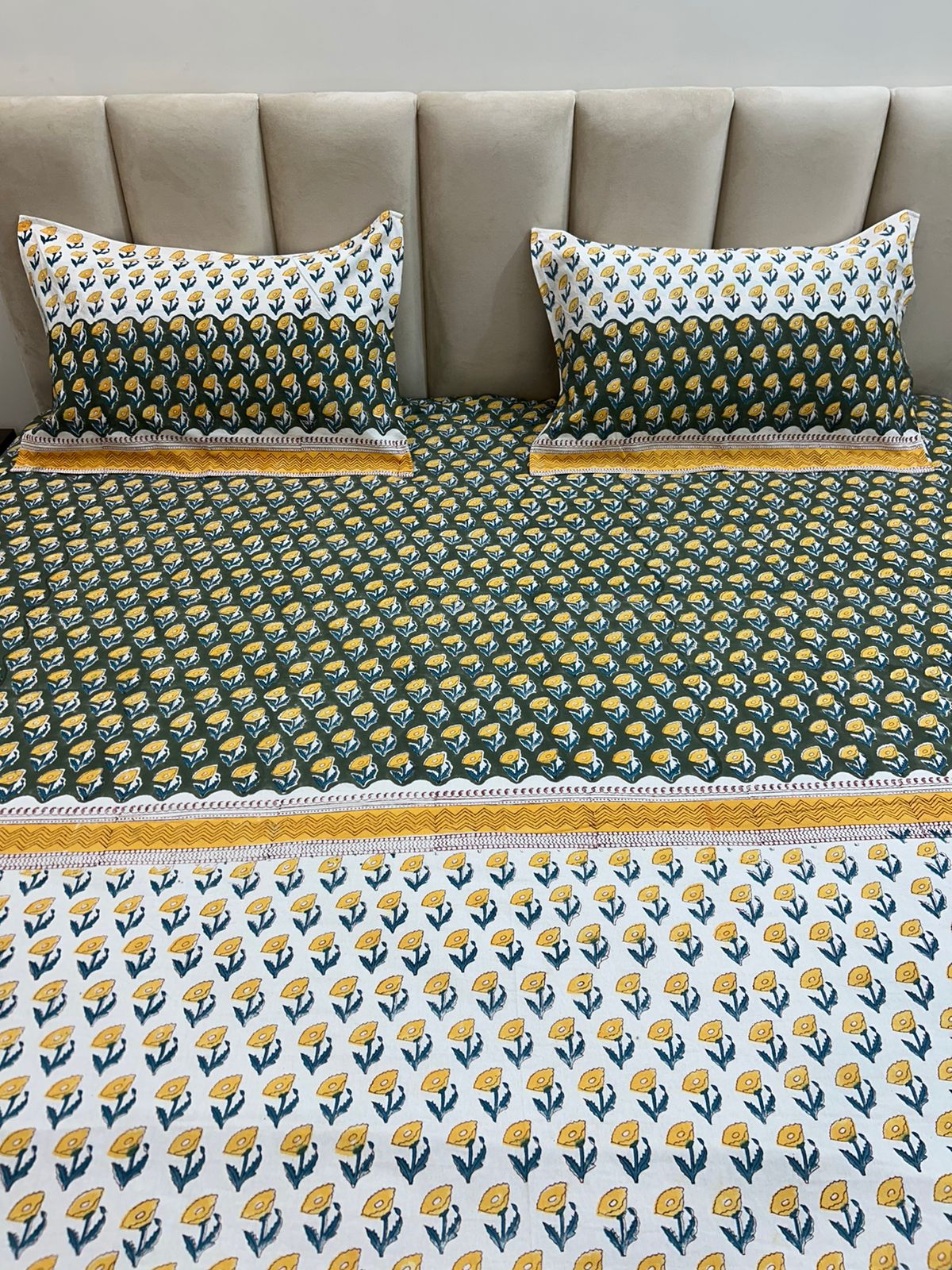 hand block printed bedsheet