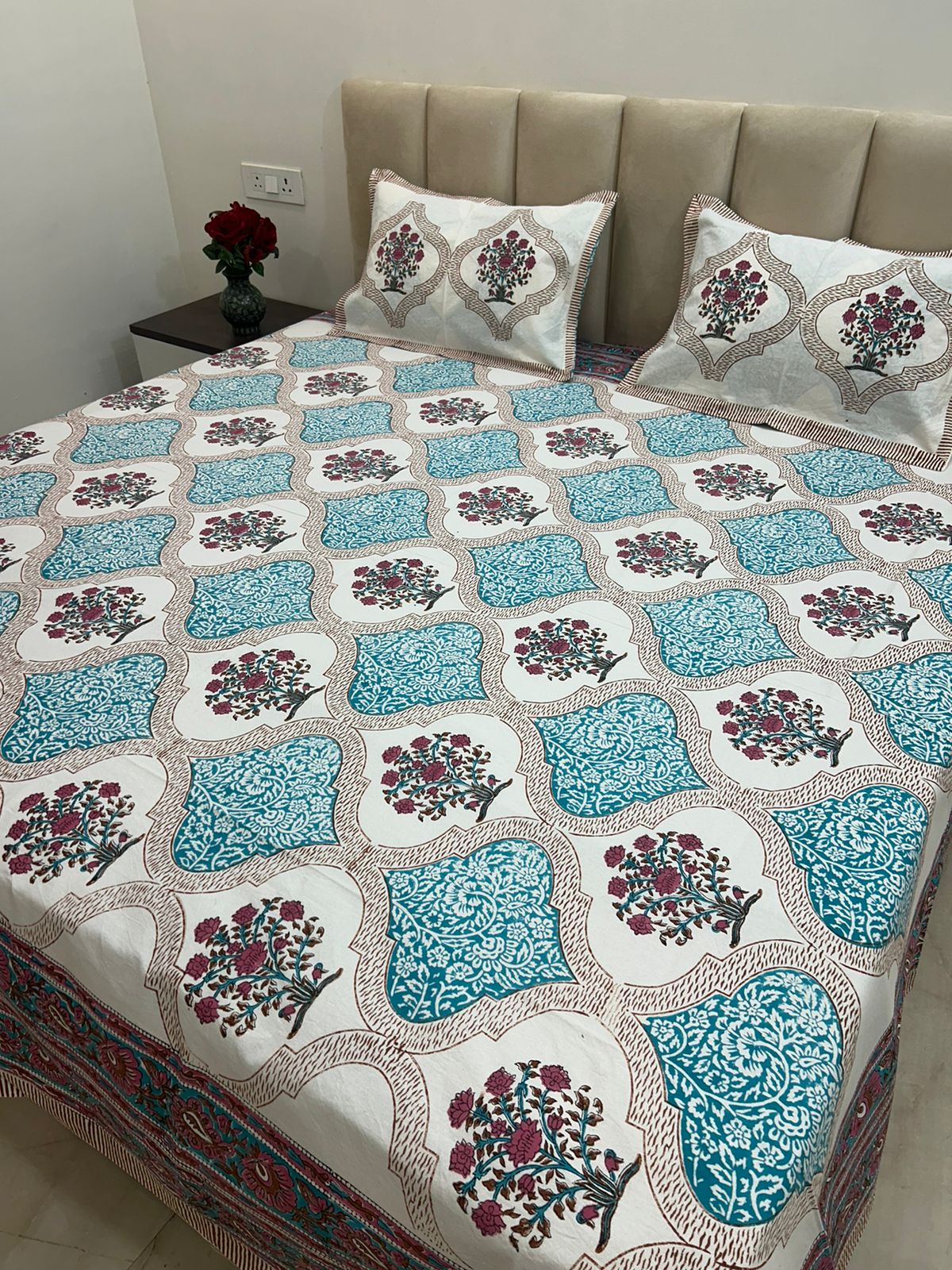 hand block printed bedsheet