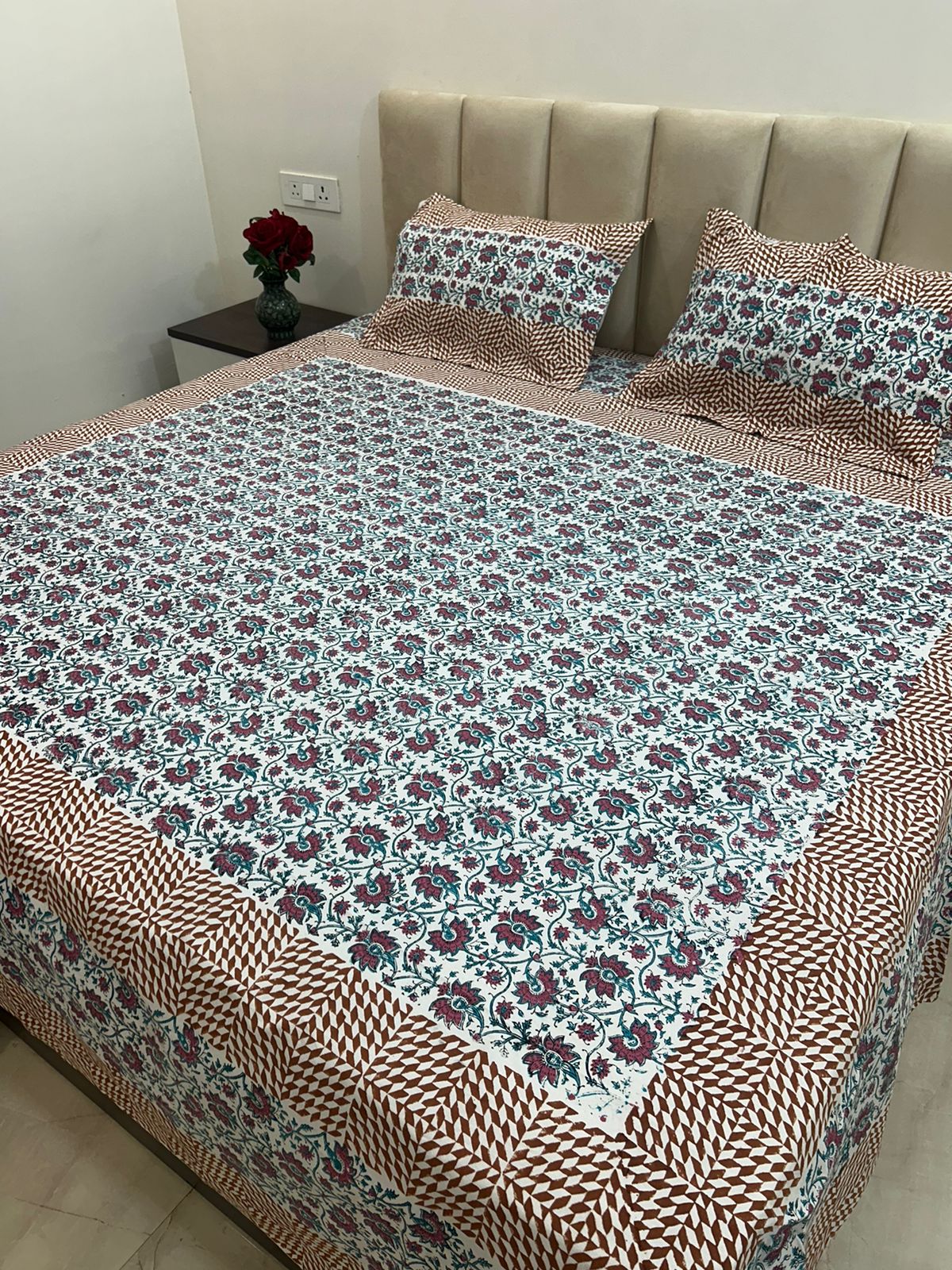 hand block printed bedsheet