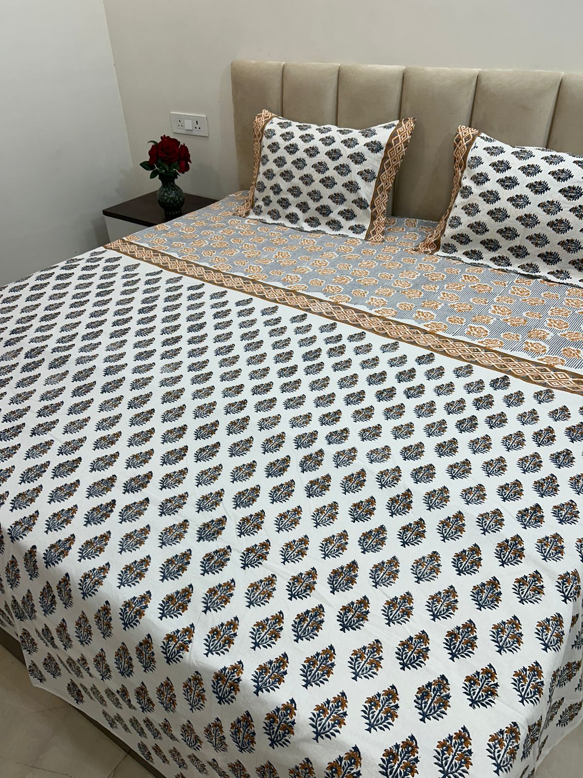 hand block printed bedsheet