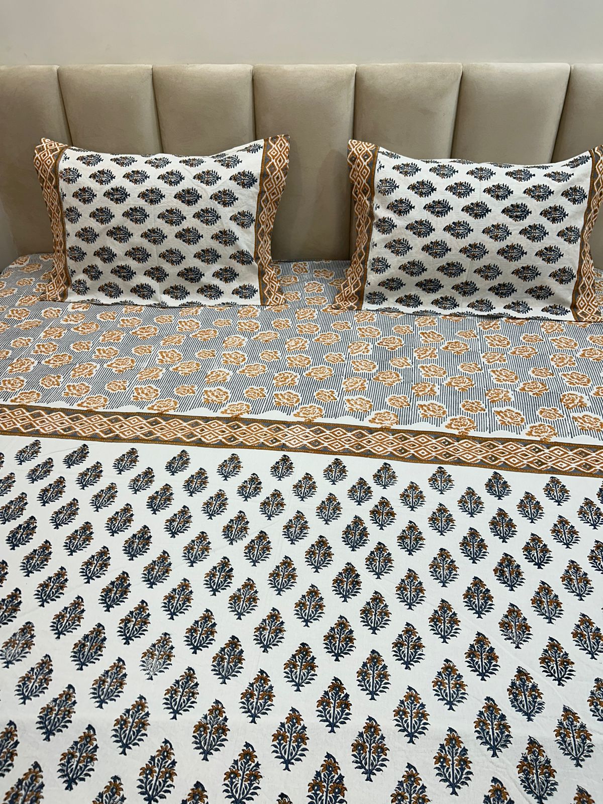 hand block printed bedsheet