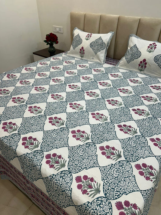 hand block printed bedsheet