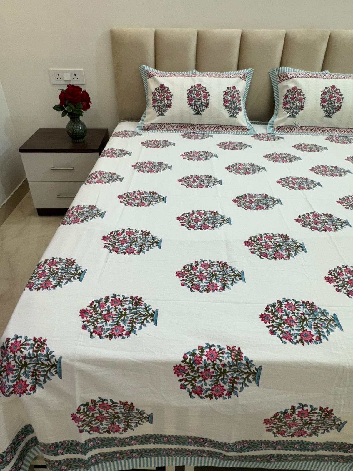 hand block printed bedsheet