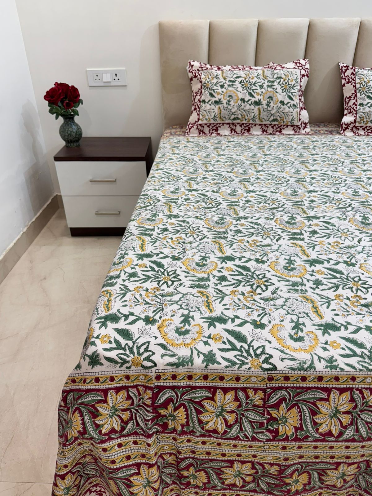 hand block printed bedsheet