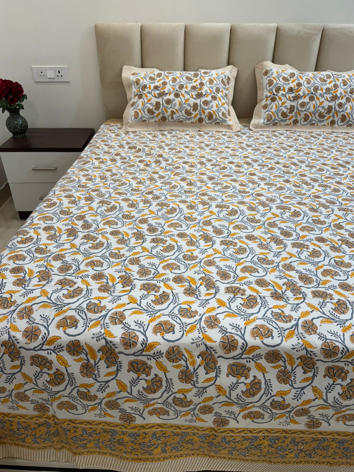 hand block printed bedsheet