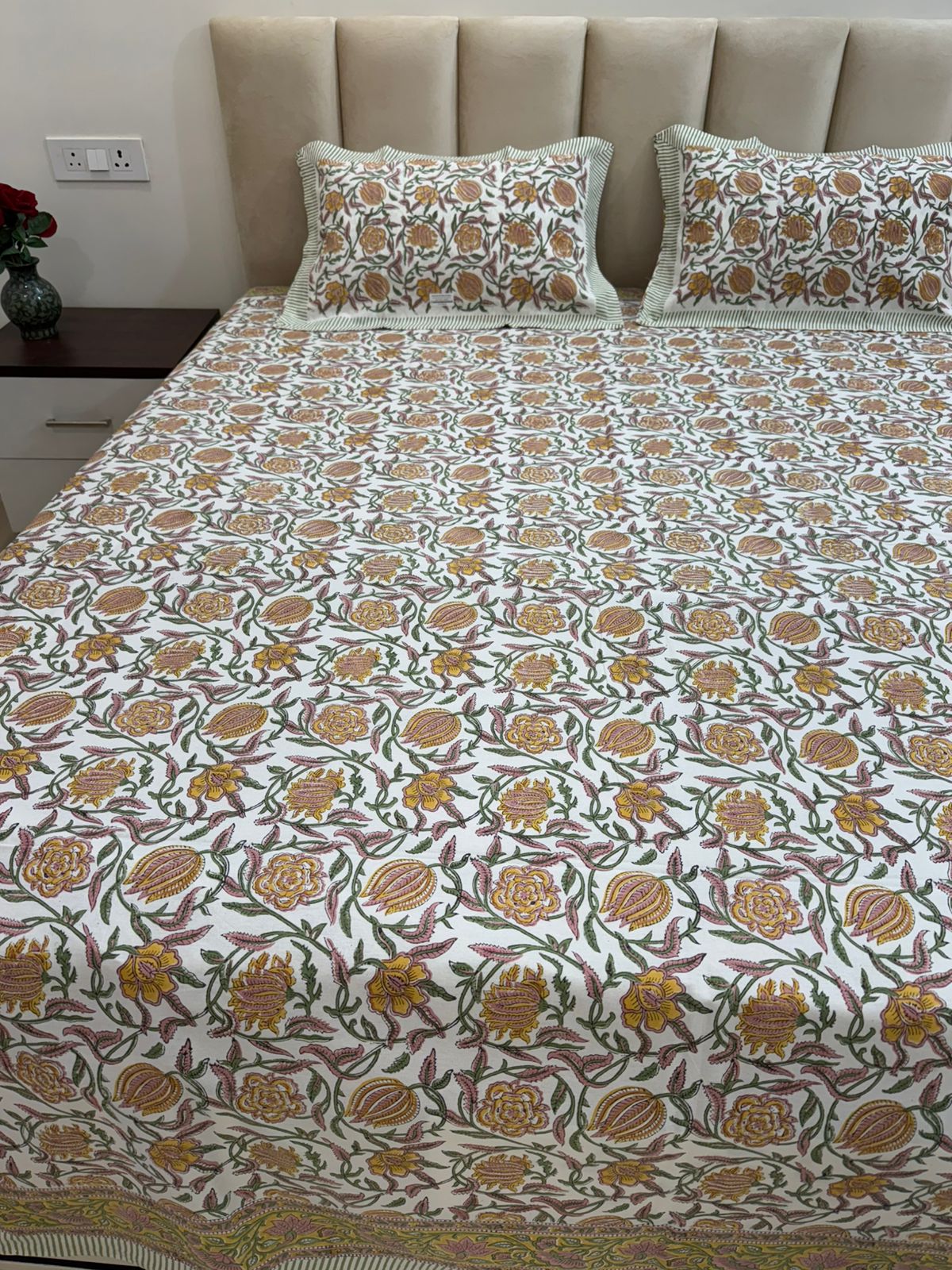 hand block printed bedsheet