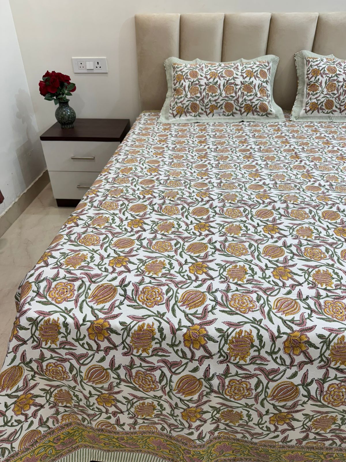 hand block printed bedsheet