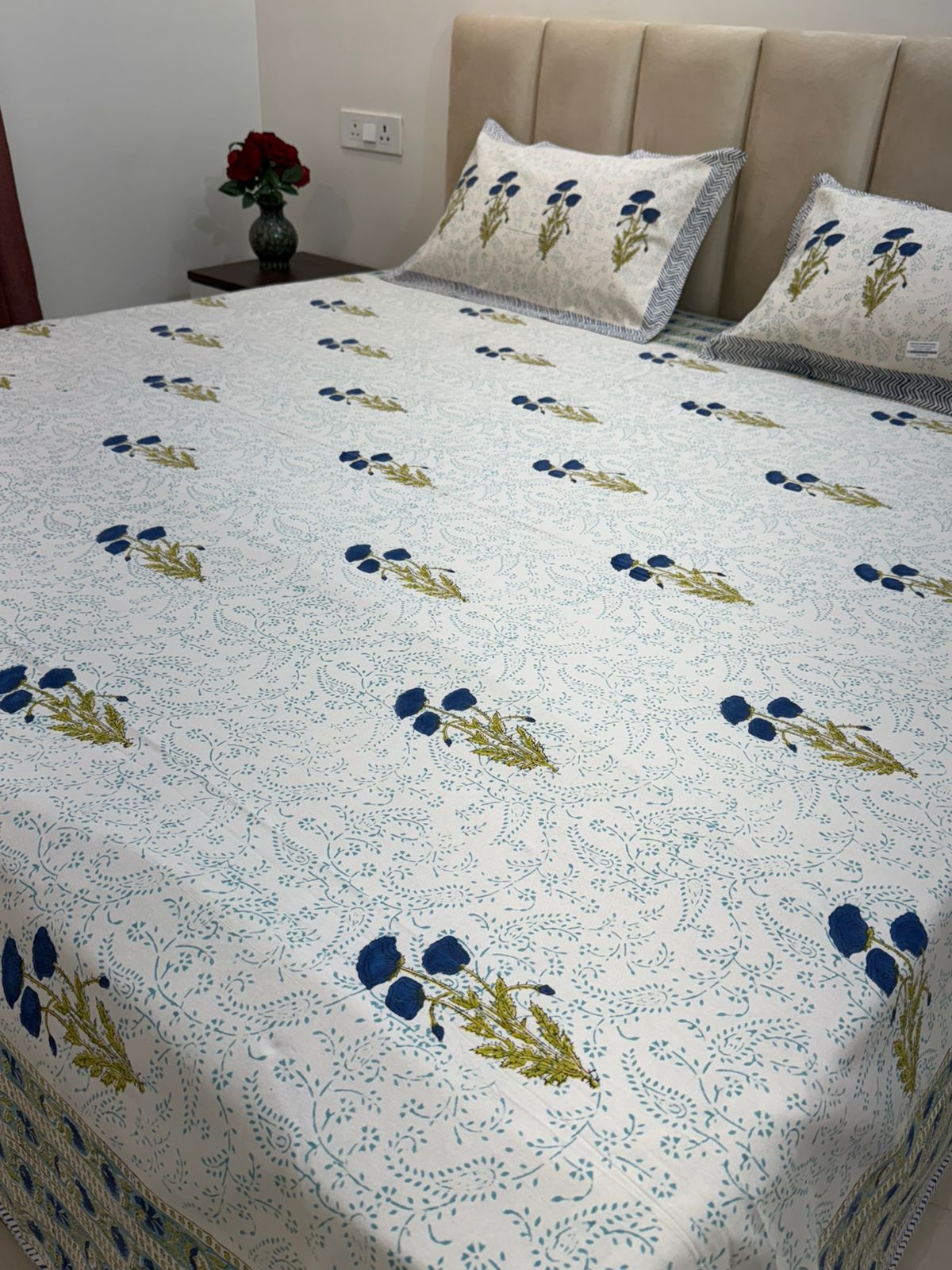 hand block printed bedsheet