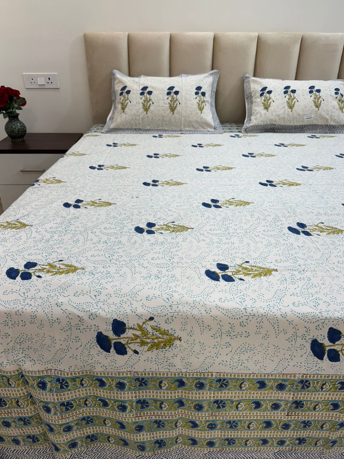 hand block printed bedsheet