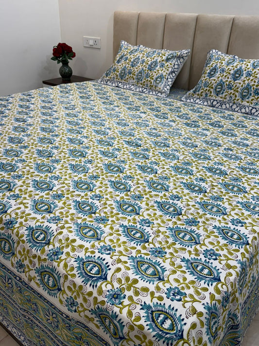 hand block printed bedsheet