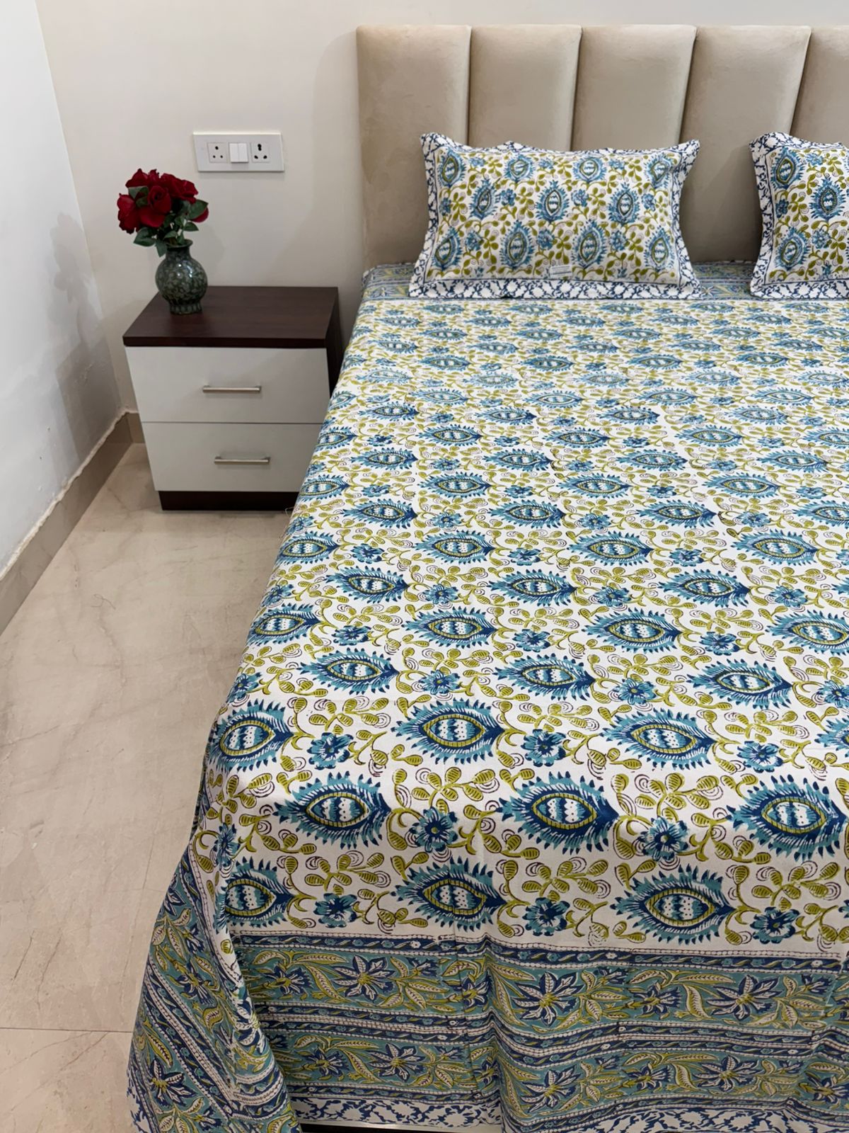 hand block printed bedsheet